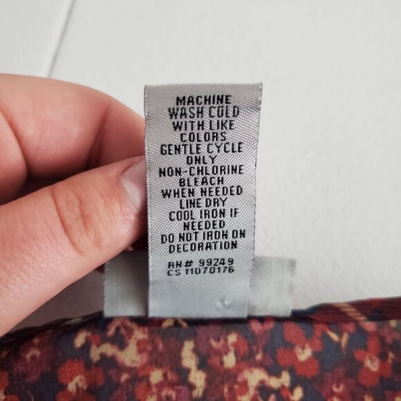 Catherines Womens Red Plaid Floral Semi Sheer Blouse Size 1X 3/4 Sleeve Boho - Picture 4 of 8